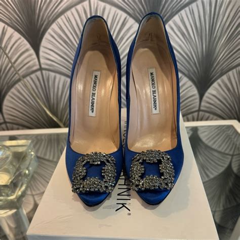Manolo Blahnik Shoes Sex And The City Blue Satin Manolo Blahnik Poshmark