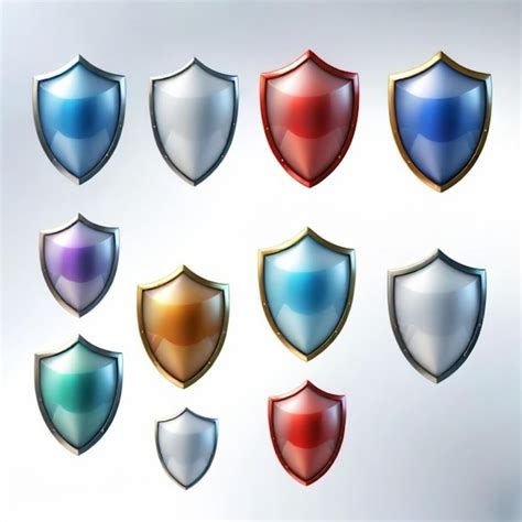 Premium Vector | A collection of different colored shield shields with ...