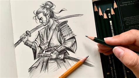 drawing  samurai   pencil step  step process youtube