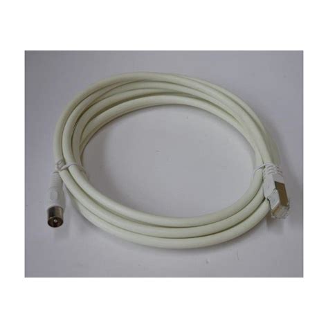 Cordon TV RJ45 IEC blanc compatible grade 3 longueur 3 mètres HAGER