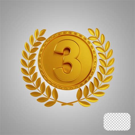 Premium PSD | Bronze gold medal number three 3d rendering