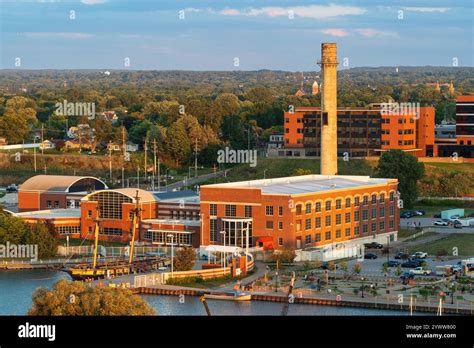 The Brig Niagara Docked In Erie Pennsylvania With Views Of Downtown