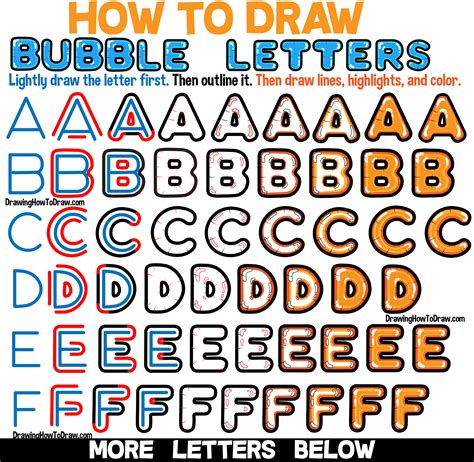 How to Draw Bubble Balloon Letters in Easy Step by Step Drawing ...