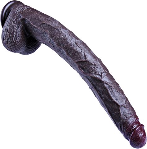 Cm Schwarzer Extra Langer Dildo Realistisches Sexspielzeug F R Frauen Dual Density Silikon