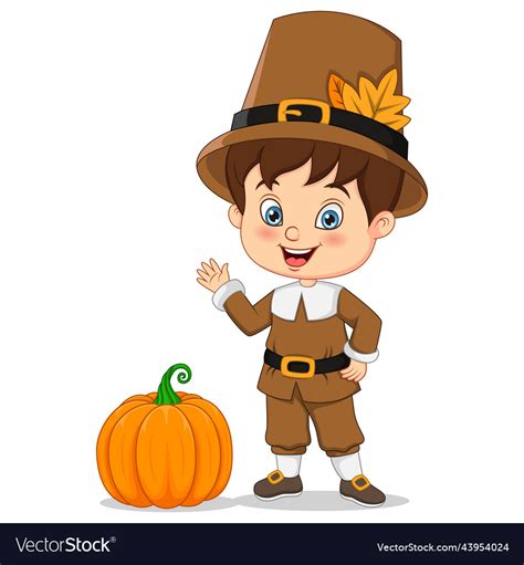 Cute Boy Pilgrim Clipart