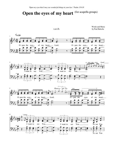 Open The Eyes Of My Heart Lord Sheet Music For Piano Download Free In Pdf Or Midi