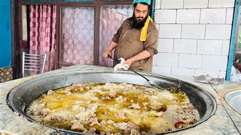 Huge Kabuli Pulao Recipe Giant Meat And Rice Prepared Most Famous