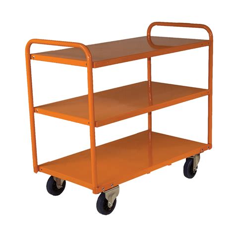 200kg Rated Steel 3 Tier Platform Trolley Medium 1110 X 710mm Orange Reflex Equip