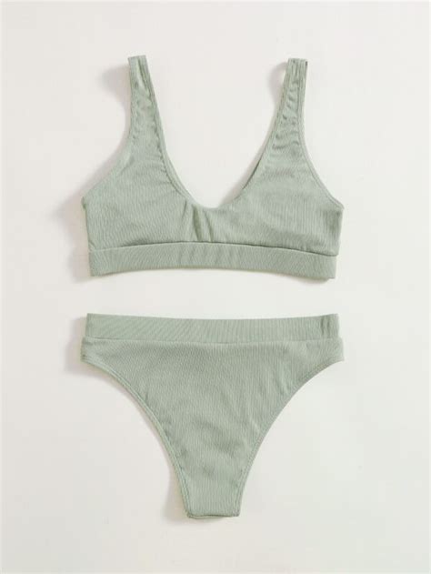 Is That The New Solid Rib Bikini Swimsuit Romwe Usa