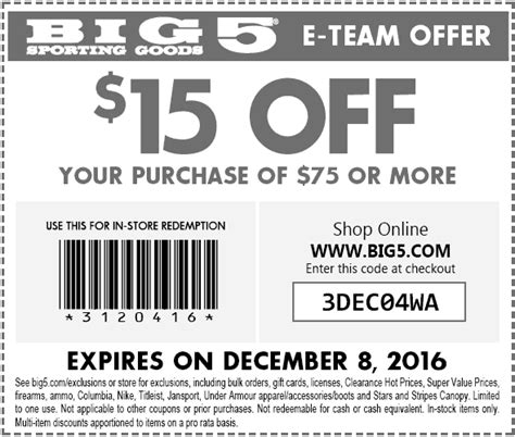 39 Big Five Coupon 10 Off 30