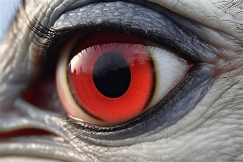 Premium Photo | Closeup of the eye of an ostrich with a red eye