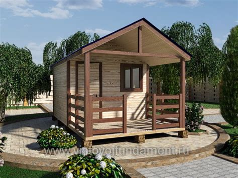Садовая бытовка с террасой