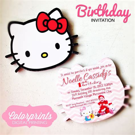 Hello Kitty Head Birthday Invitation Baptismal Christening Email Co Instagram