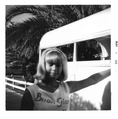 Blonde Flip Hairstyle Pretty Girl Poses Neartour Bus Vintage Snapshot Souvenir T Shirt Tropical