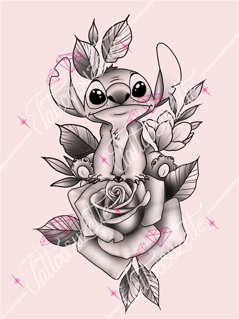 Tatouage stitch rose disney by tattoosuzette on DeviantArt