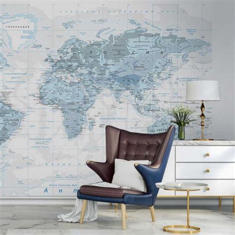 Обои карта мира Географическая | Blue