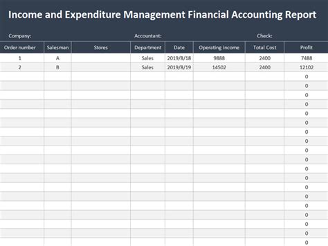 Excel Of Income And Expenditure Management Report Xlsx Wps Free Templates