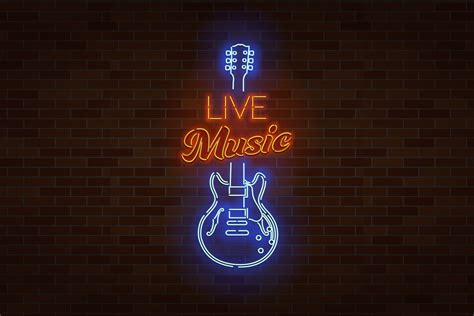 Live Music Neon Sign Illustrations Creative Market