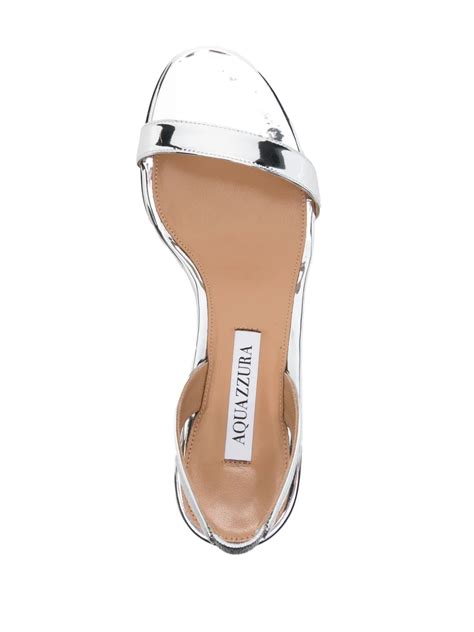 Aquazzura So Nude Block 85 Leather Slingback Sandal In Silver ModeSens