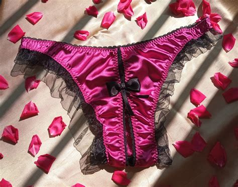 Hot Pink Panties Thong Panties Erotic Panties Thong Lingerie Sexy Panties Ribbon Panties