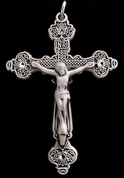 Sisters Of Carmel Antique Engraved Diamond Crystal Tip Crucifix 1