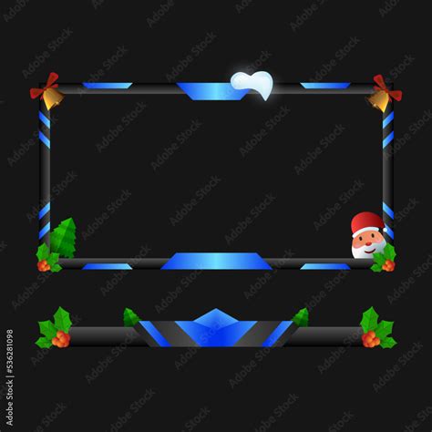 Christmas Stream Overlay Game Interface Video Border Frame With Santa