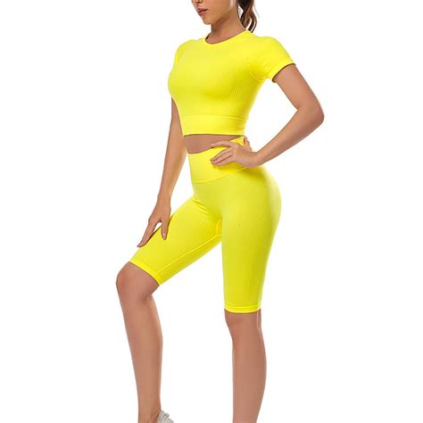 IERUPQWOE Yoga Clothing Set Fashion Sexy Outdoor Running Nude Fitness Wear Tight Sportswear