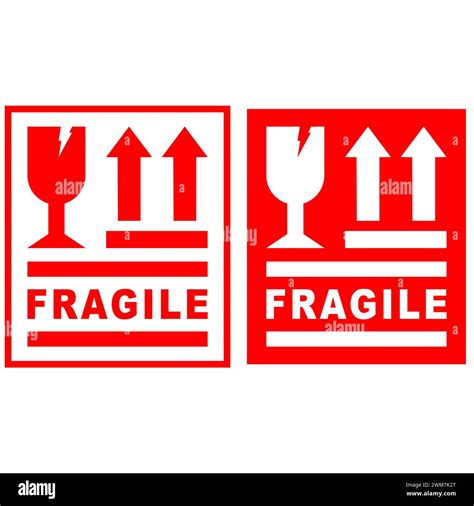 Packaging Label Fragile Red Sign Fragile Vector Shipping Or Packaging