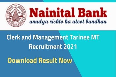 Nainital Bank Clerk MT Result 2021 MP Career