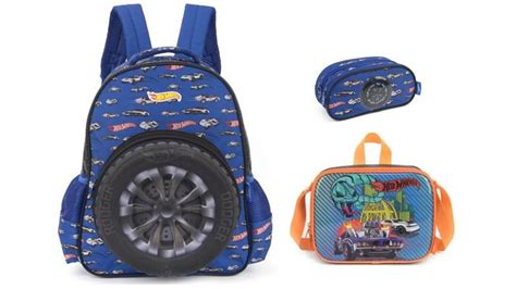 Kit Duplo Hot Wheels Mochila Costas Lancheira Estojo Luxcel Mochilas Magazine Luiza