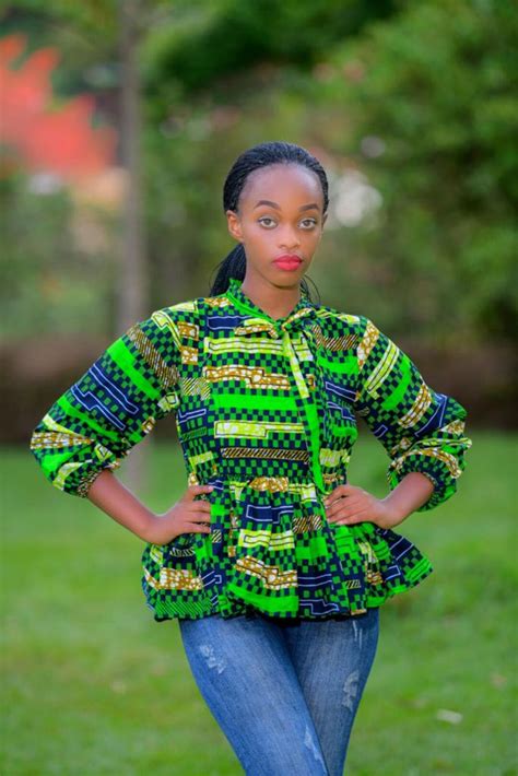 High Neckline African Print Blouse Bishop Sleeve Top Shirt African