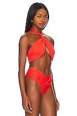 Jade Swim Helix Bikini Top In Coral Revolve
