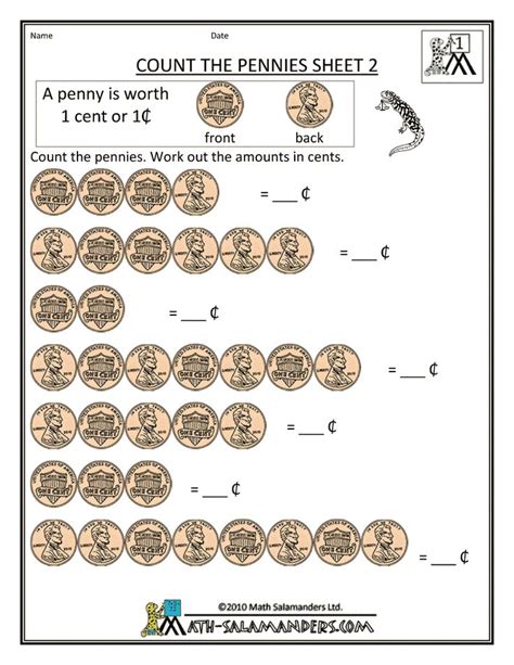 Identifying Coins Worksheet 1st Grade