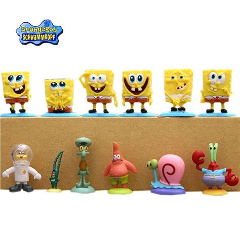 12pcsset Spongebob Patrick Star Gary Squidward Mini Action Bob Figures