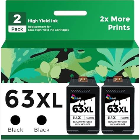 Ubinki Remanufactured Ink Cartridge Replacement For Hp 63xl 63 Xl Black，2 Pack