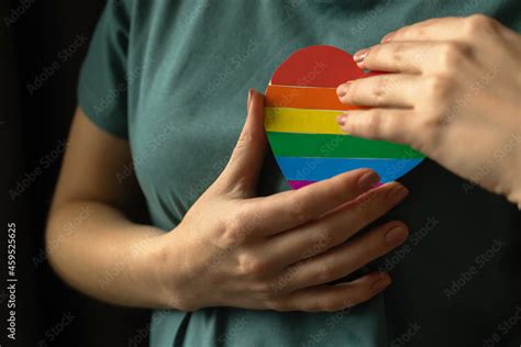 Hands With Lgbt Rainbow Heart Concept Of Lgbtq People Gay Pride Lgbt Rights Stock Photo