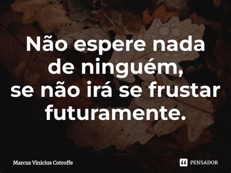 ⁠não Espere Nada De Ninguém Se Não Marcus Vinicius Cotroffe Pensador