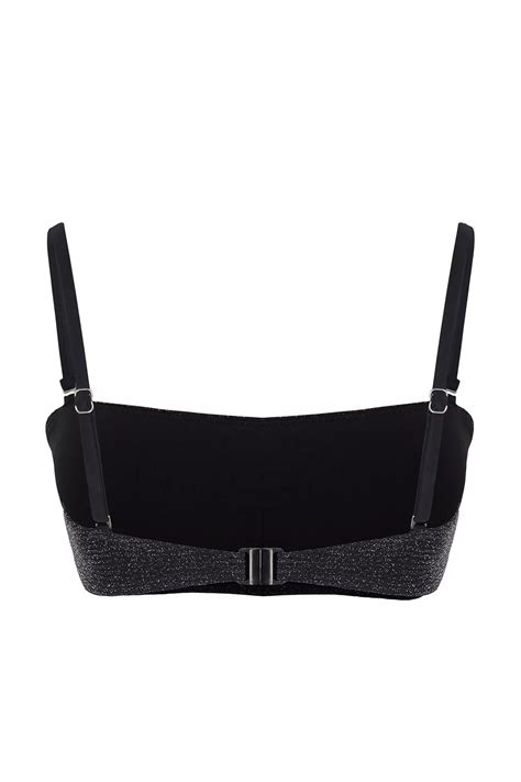 Trendyol Black Strapless Detachable Strappy Glittery Bikini Top Tbess Bu Buy