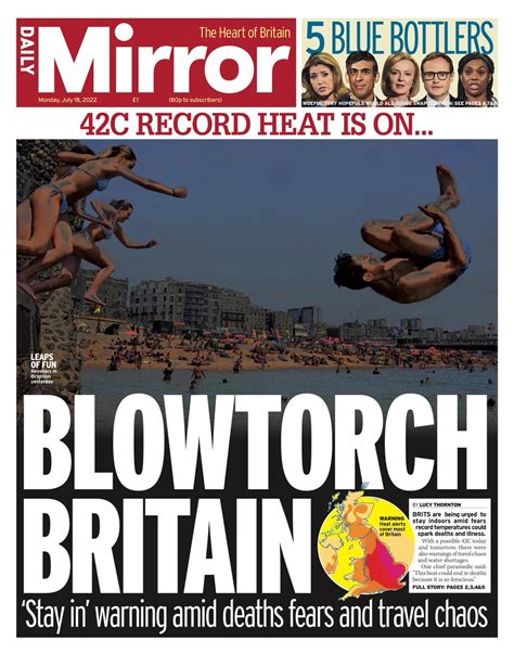 Tomorrows Papers Today On Twitter Mondays Mirror Blowtorch Britain