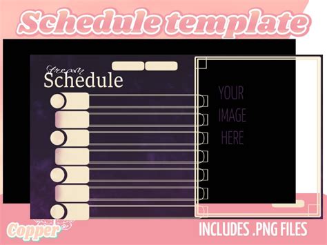 Vtuber Stream Schedule Graphic Template Gold And Purple Etsy