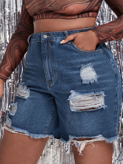 Plus Size Denim Shorts Shop Plus Size Denim Shorts Online Shein Uk