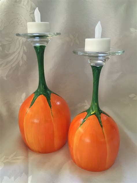 Pumpkin Candle Holders - Pinot's Palette Painting