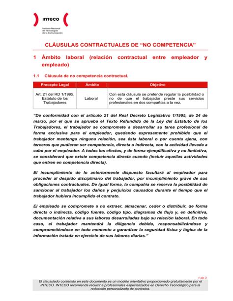 Cl Usulas Contractuales De No Competencia