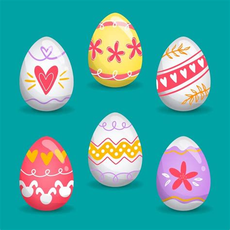 Colección de huevos de pascua en diseño plano Vector Gratis