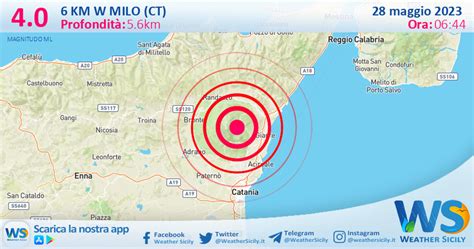 Scossa Di Terremoto Magnitudo 4 0 Nei Pressi Di Milo CT Weather Sicily