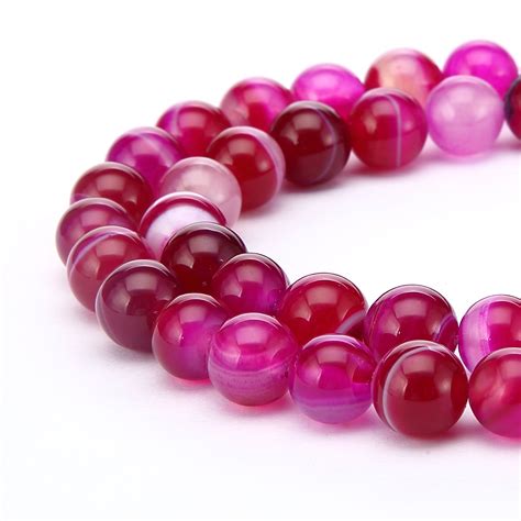 Pink Fuchsia Stripe Agate Smooth Round Beads 6mm 8mm 10mm 12mm Etsy