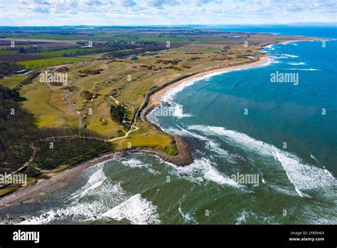Aerial View From Drone Of Kingsbarns Golf Links Fife Scotland Uk
