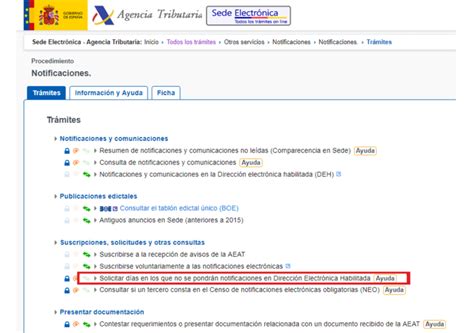 Solicitud De Vacaciones Para Notificaciones Electr Nicas De La Aeat