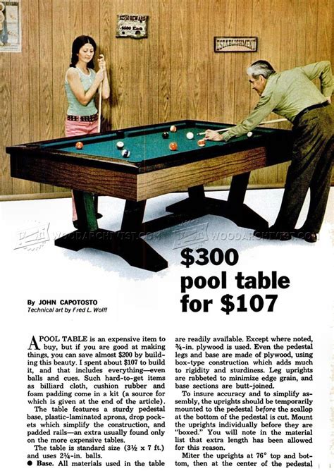 Pool Table Plans • WoodArchivist