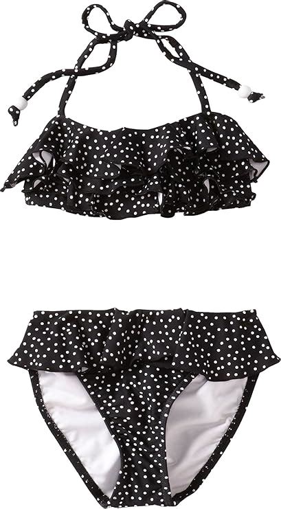 Amazon Seafolly Big Girls Bon Voyage Ruffle Tube Bikini Swimsuit Black Clothing